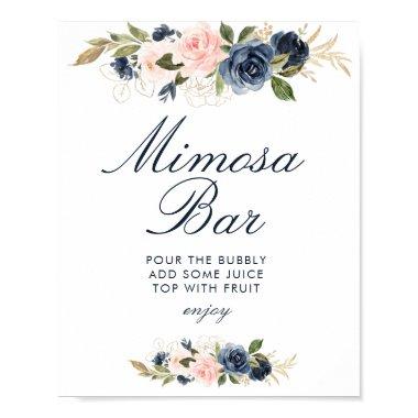 navy & blush flowers bridal shower mimosa bar sign