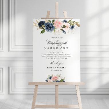 navy & blush pink unplugged ceremony sign