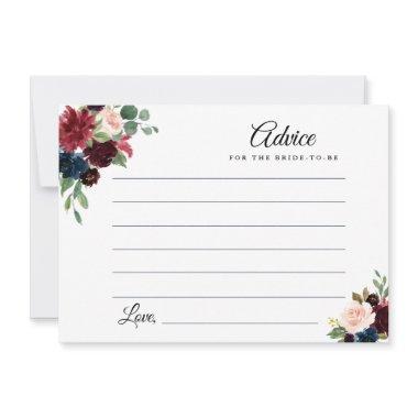 navy, burgundy and blush floral advice card