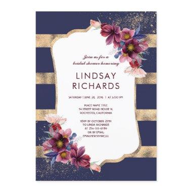 Navy Burgundy and Gold Floral