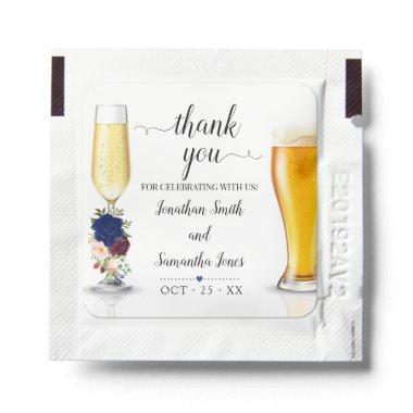 Navy burgundy bubbles & brews party favor hand sanitizer packet