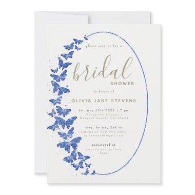 Navy Butterflies Elegant Boho Frame