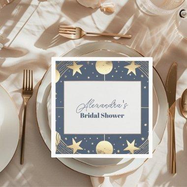 Navy Celestial Crescent Moon  Napkins