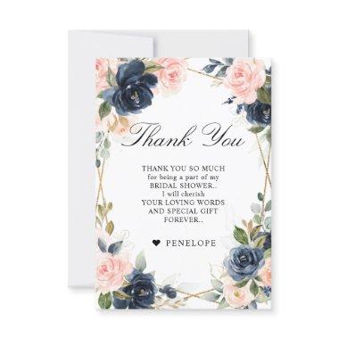 Navy Dusty Blue Blush Geometric Bridal Shower Thank You Invitations