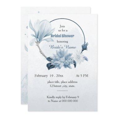 navy dusty blue floral wreath