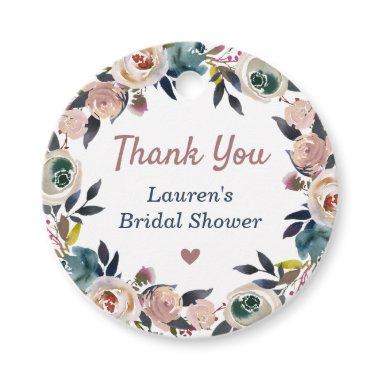 Navy Dusty Pink Bridal Shower Thank You Gift Favor Tags
