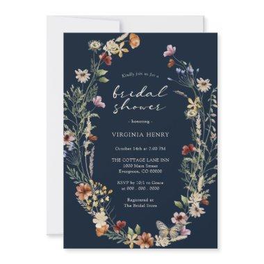 Navy Fall Boho Bridal Shower Invitations