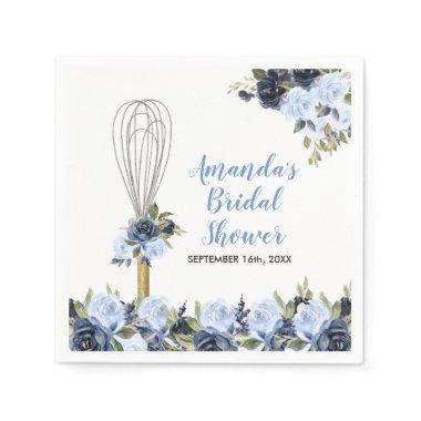 Navy Floral Soon to be Whisked Away Bridal Shower Napkins