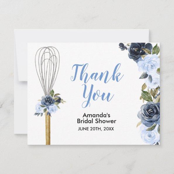 Navy Floral Soon to be Whisked Away Bridal Shower Thank You Invitations
