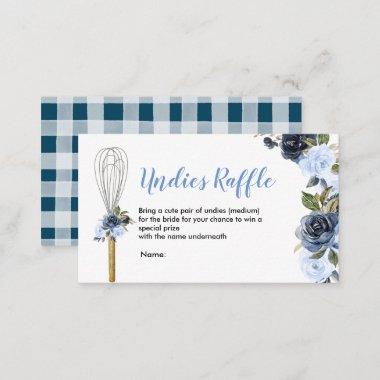Navy Floral Soon to be Whisked Away Undies Raffle Enclosure Invitations