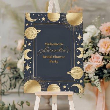 Navy Gold Celestial Crescent Moon  Foam Board