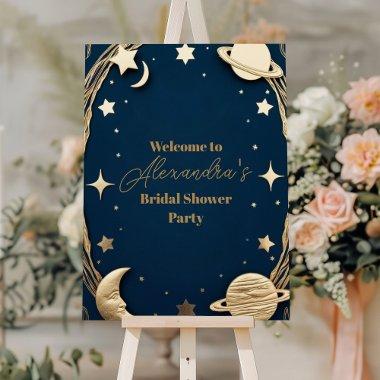 Navy Gold Celestial Crescent Moon  Foam Board