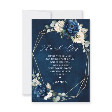 Navy Gold Champagne Ivory Geometric Bridal Shower Thank You Invitations