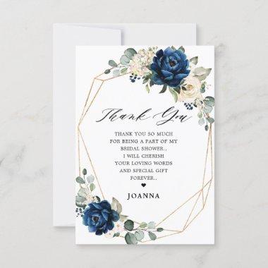 Navy Gold Champagne Ivory Geometric Bridal Shower Thank You Invitations
