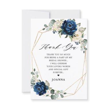 Navy Gold Champagne Ivory Geometric Bridal Shower Thank You Invitations