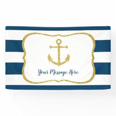 Navy & Gold Nautical Anchor Bridal Shower Banner