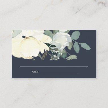 NAVY IVORY WHITE FLORAL BRIDAL SHOWER PLACE Invitations