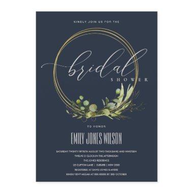 NAVY LEAFY GREEN FOLIAGE WATERCOLOR