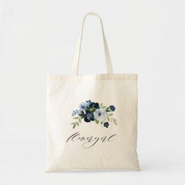 navy light blue flowergirl wedding tote bag