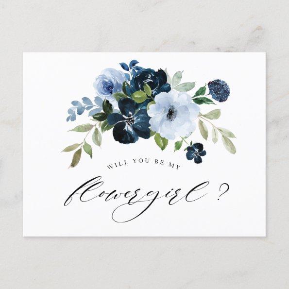 navy light blue will you be my flower girl Invitations