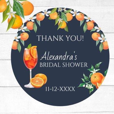 Navy Love at First Spritz  Thank You Classic Round Sticker