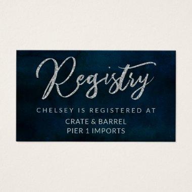 Navy Luster Blue Shower Gift Registry Insert Card