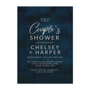 Navy Luster Silver Blue Couple's Wedding Shower