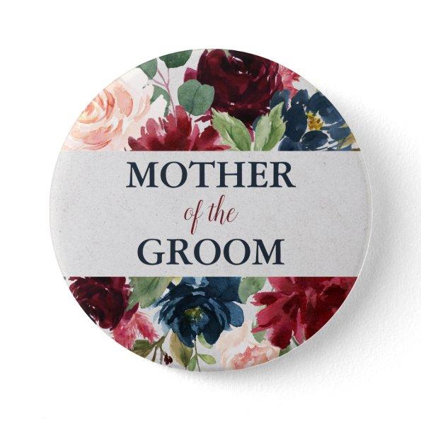 Navy & Marsala Floral Shabby Chic Mother of Groom Button
