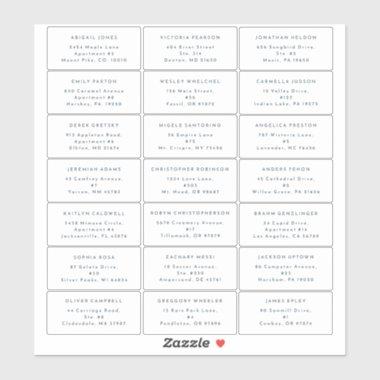 Navy Modern Bold Wedding Guest Address Sticker