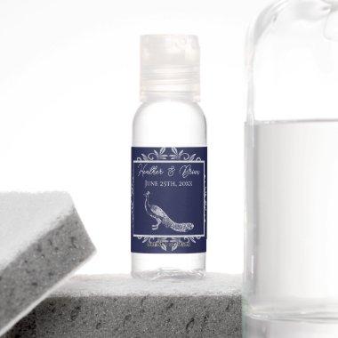 Navy Peacock Flourish Personalized Hand Sanitizer