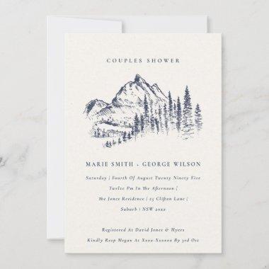 Navy Pine Mountain Sketch Couples Shower Invite