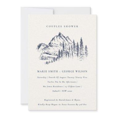 Navy Pine Mountain Sketch Couples Shower Invite