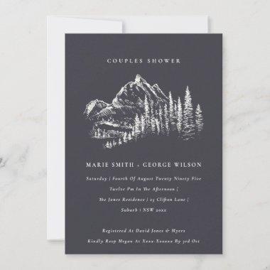 Navy Pine Mountain Sketch Couples Shower Invite