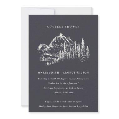 Navy Pine Mountain Sketch Couples Shower Invite