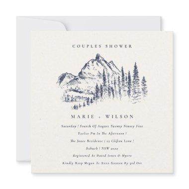 Navy Pine Mountain Sketch Couples Shower Invite