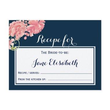 Navy pink blush floral bride to be recipe