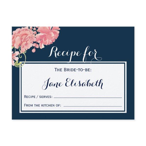 Navy pink blush floral bride to be recipe