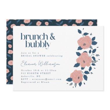 Navy Pink Garden Flower Brunch Bubbly Shower