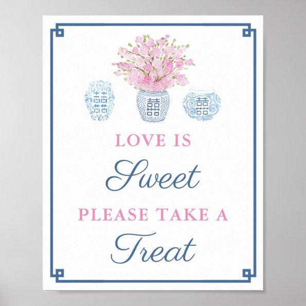 Navy Pink Love Is Sweet Take A Treat Bridal Shower Poster