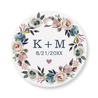 Navy Pink Wedding  Monogram Thank You Favor Tags