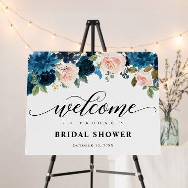 Navy Royal Blue Blush Pink Bridal Shower Welcome Foam Board