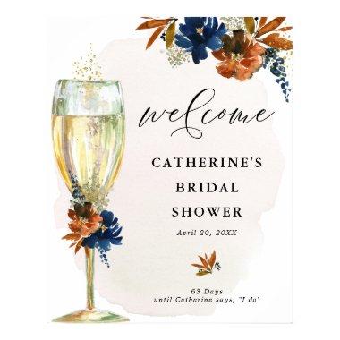 Navy Rust Boho Floral  Welcome Poster