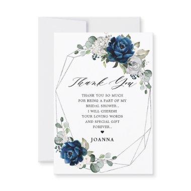 Navy Silver Champagne Geometric  Thank You