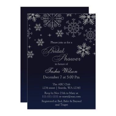 Navy Silver Glitter Winter  Invite