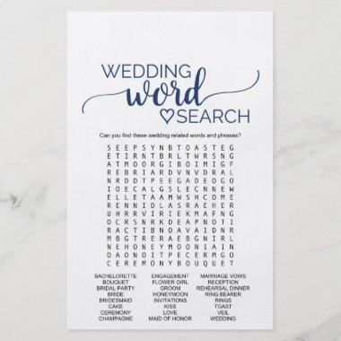 Navy Simple Calligraphy Wedding Word Search Game Flyer
