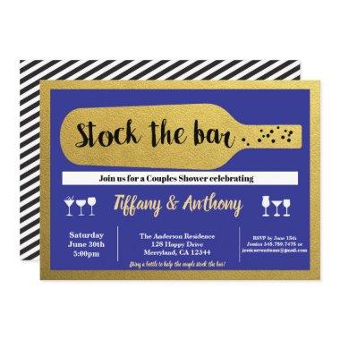 Navy stock the bar Invitations blue and gold