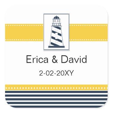 navy stripes,lighthouse, nautical favor stickers