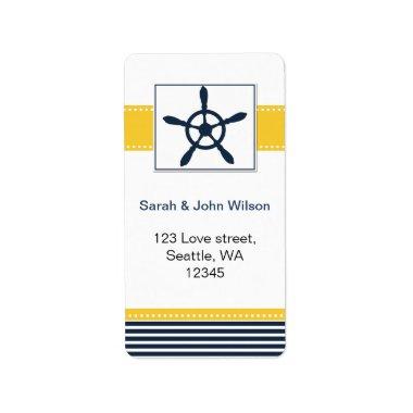 navy stripes, rudder, nautical wedding labels