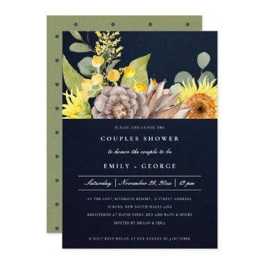 NAVY SUNFLOWER EUCALYPTUS FLORAL COUPLES SHOWER