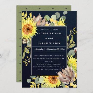 NAVY SUNFLOWER EUCALYPTUS FLORAL SHOWER BY MAIL Invitations